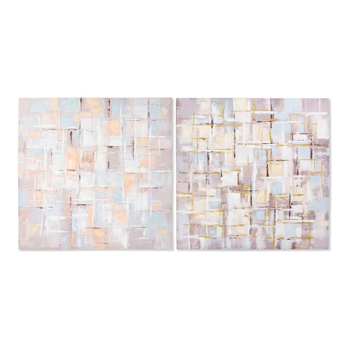 Maleri Squares Abstrakt 100 x 3 x 100 cm Moderne (2 enheder)