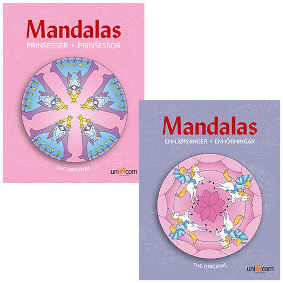 Mandalas malebøger - Prinsesser & Enhjørninger - 2 stk.