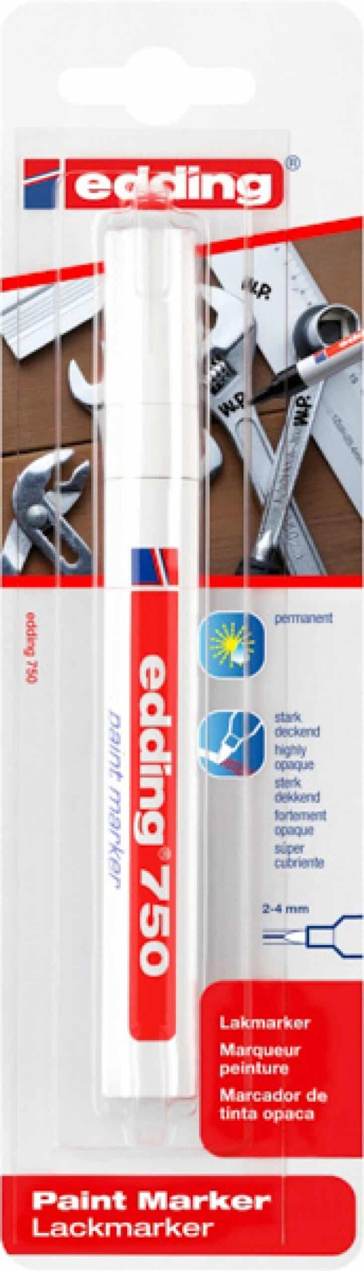 Marker paint e-750 EDDING, 2-4mm, blister, hvid,.