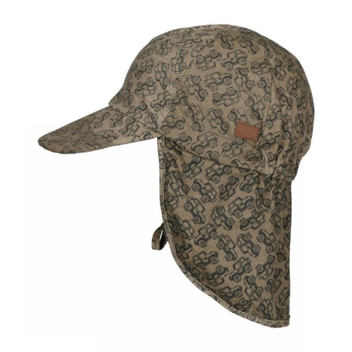 Melton - Cap w/neck & tie w/print UV30 - Safari Green - 53 (5/6 år)