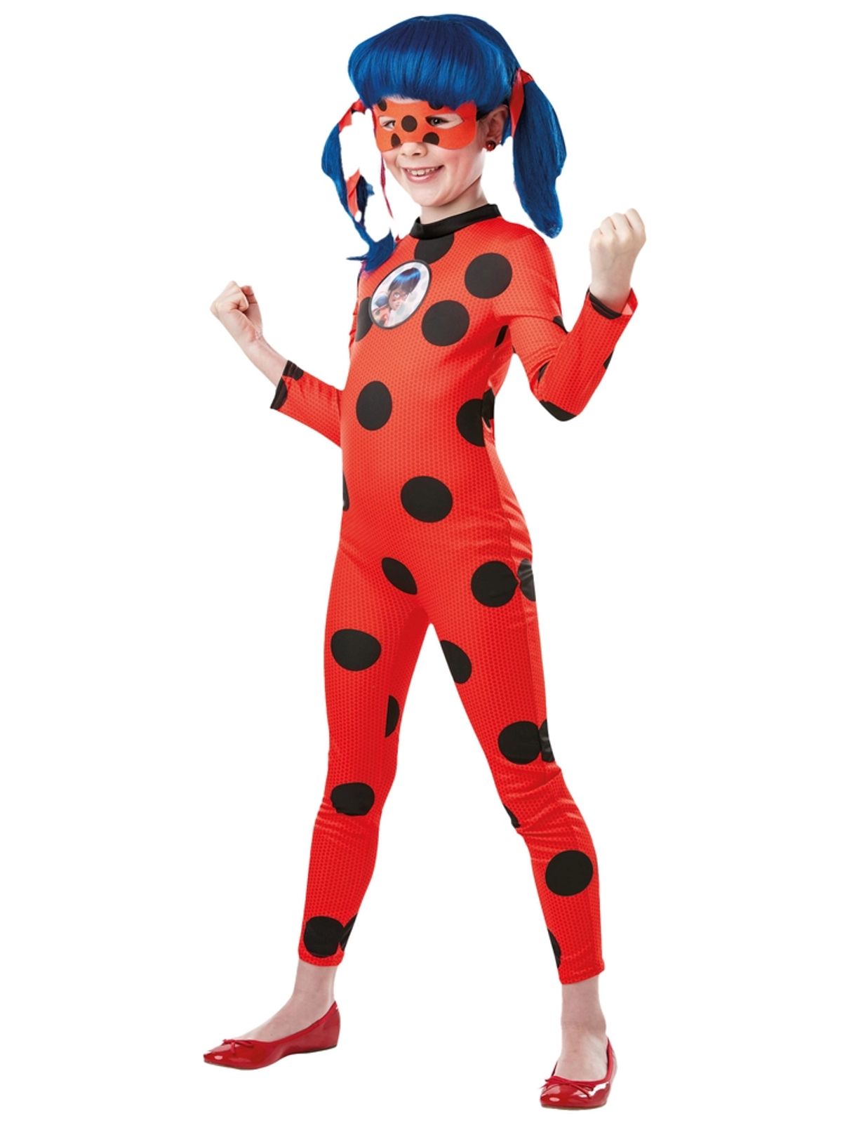 Miraculous Ladybug Classic kostume med maske str. 3-4 år