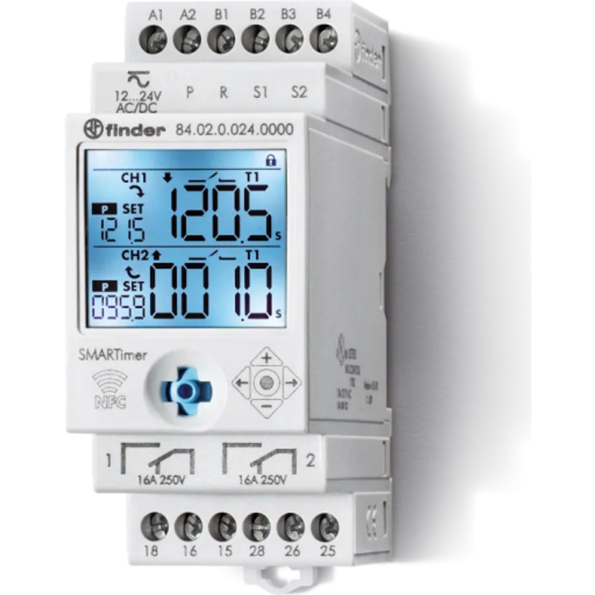 Multi-funktions og spændings timer 2 skiftekont.+ NFC 110-240V AC/DC