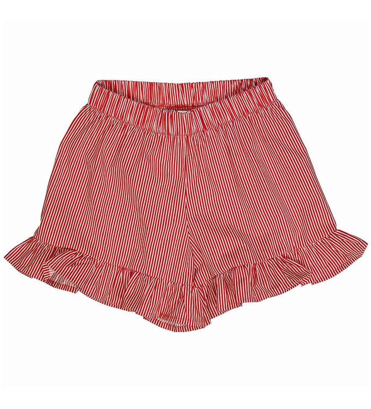 Müsli Shorts - Poplin Stripe Frill - Balsam Cream/Apple Red