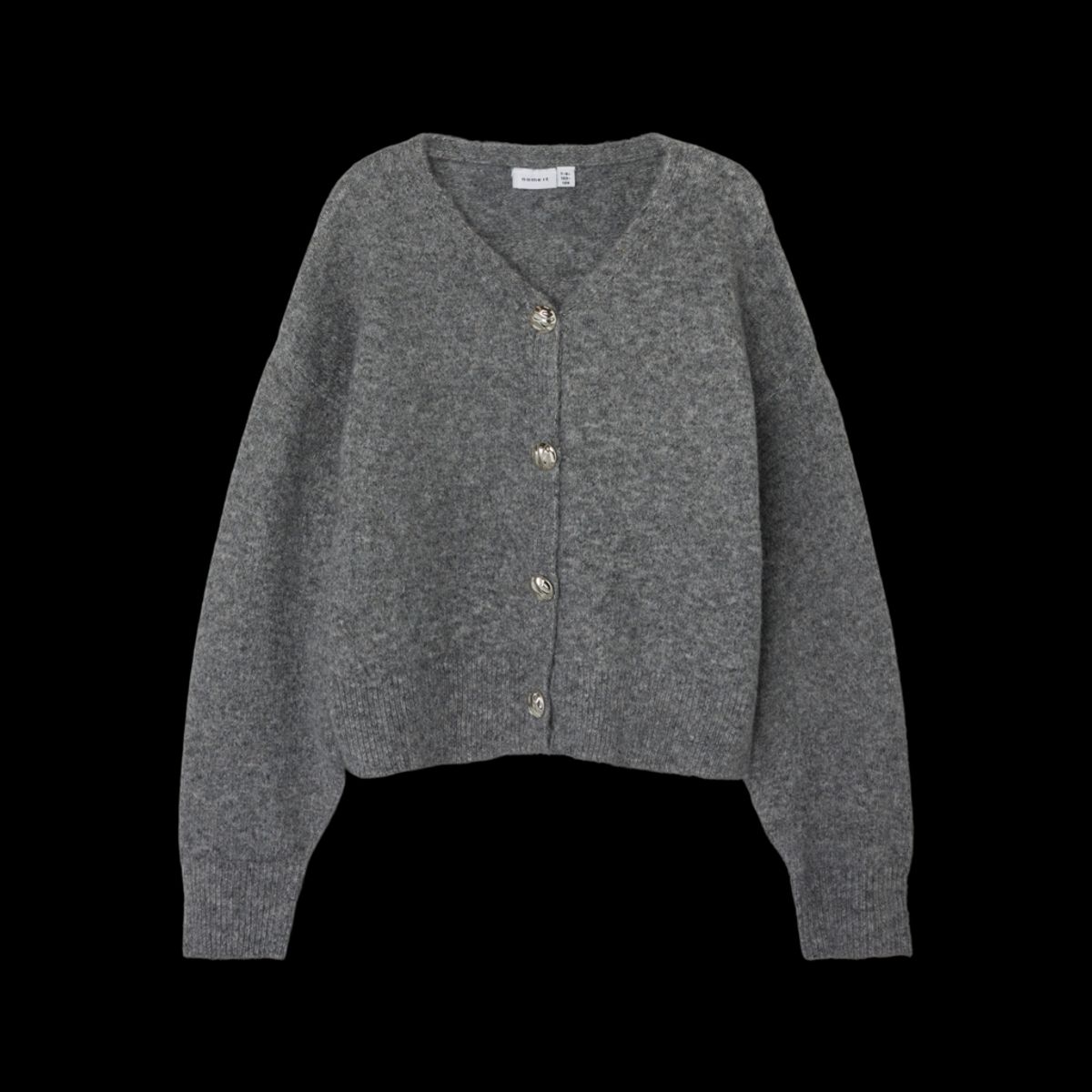 NAME IT Nacola Kort Strik Cardigan Grey Melange