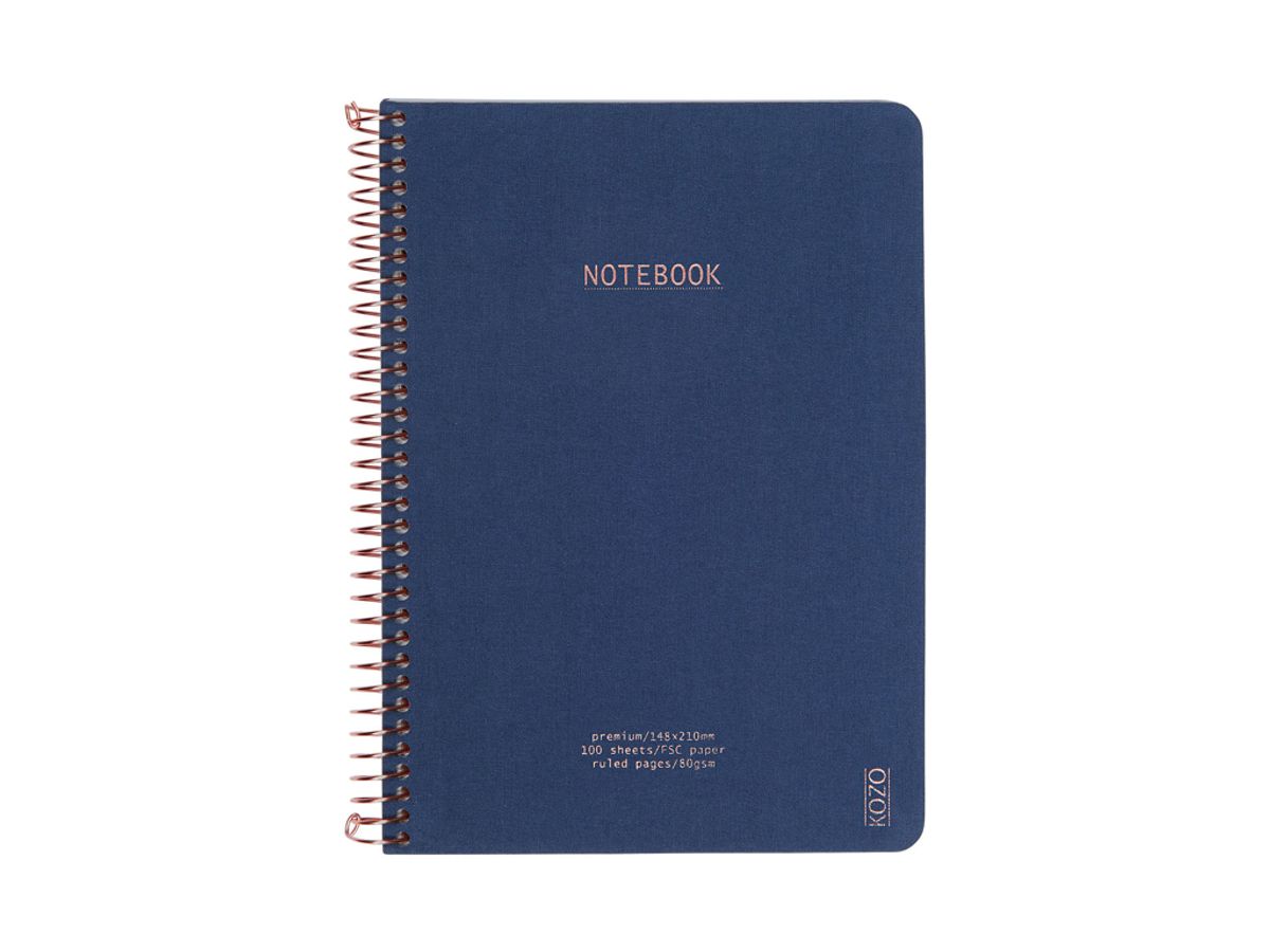 Notesbog Kozo Premium A5 100 g Linjeret Navy