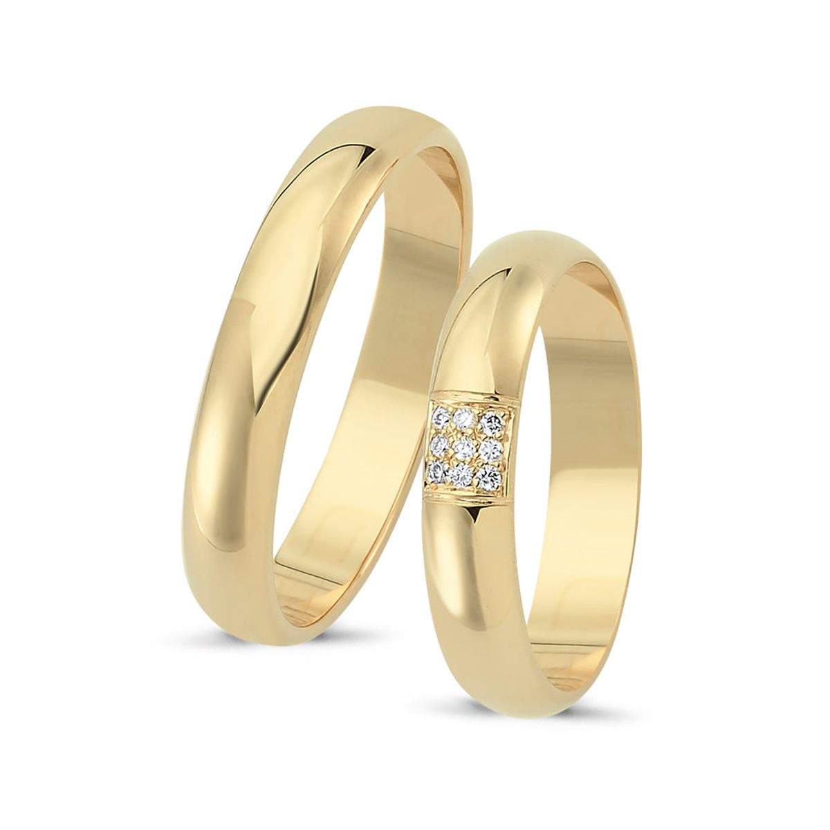 Nuran - Vielsesring, 9x0,005ct. w/vs, 4 mm 14 kt. guld