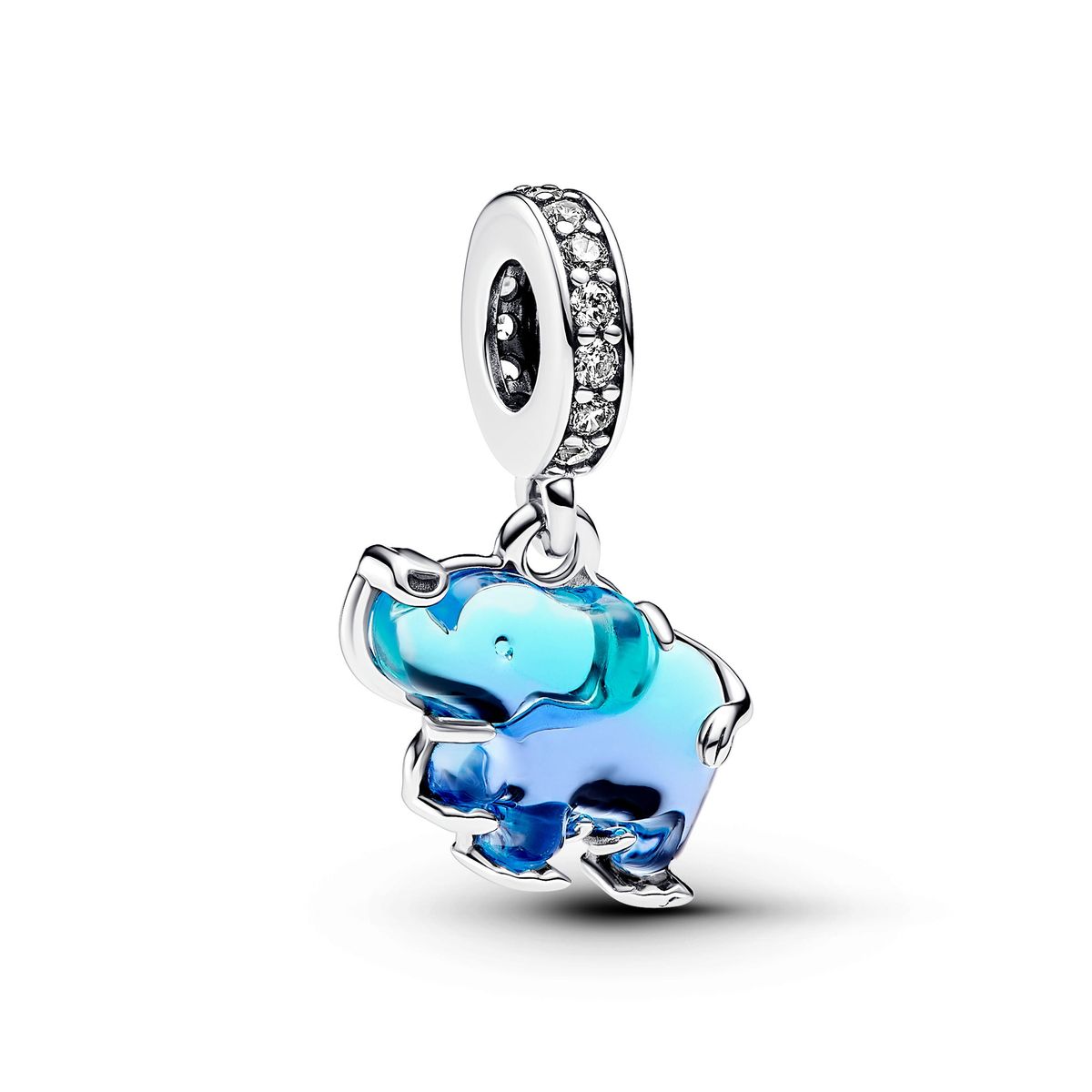 Pandora - Elefant charm i sølv med blå zikonia sten - 793339c01