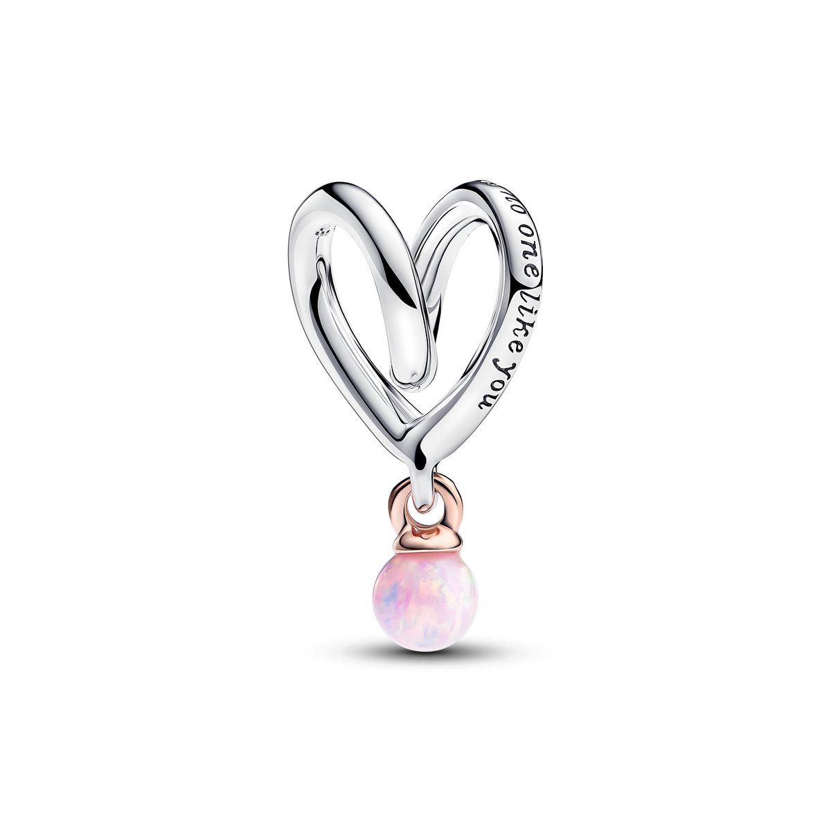 Pandora - To tonet hjertecharm med opal - 783242c01