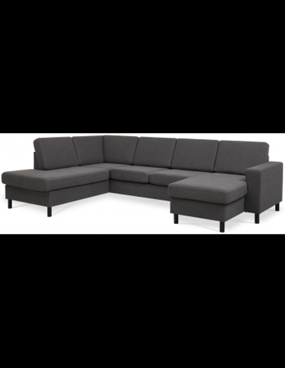 Panset U-sofa i polyester B295 x D197 cm - Sort/Antracit