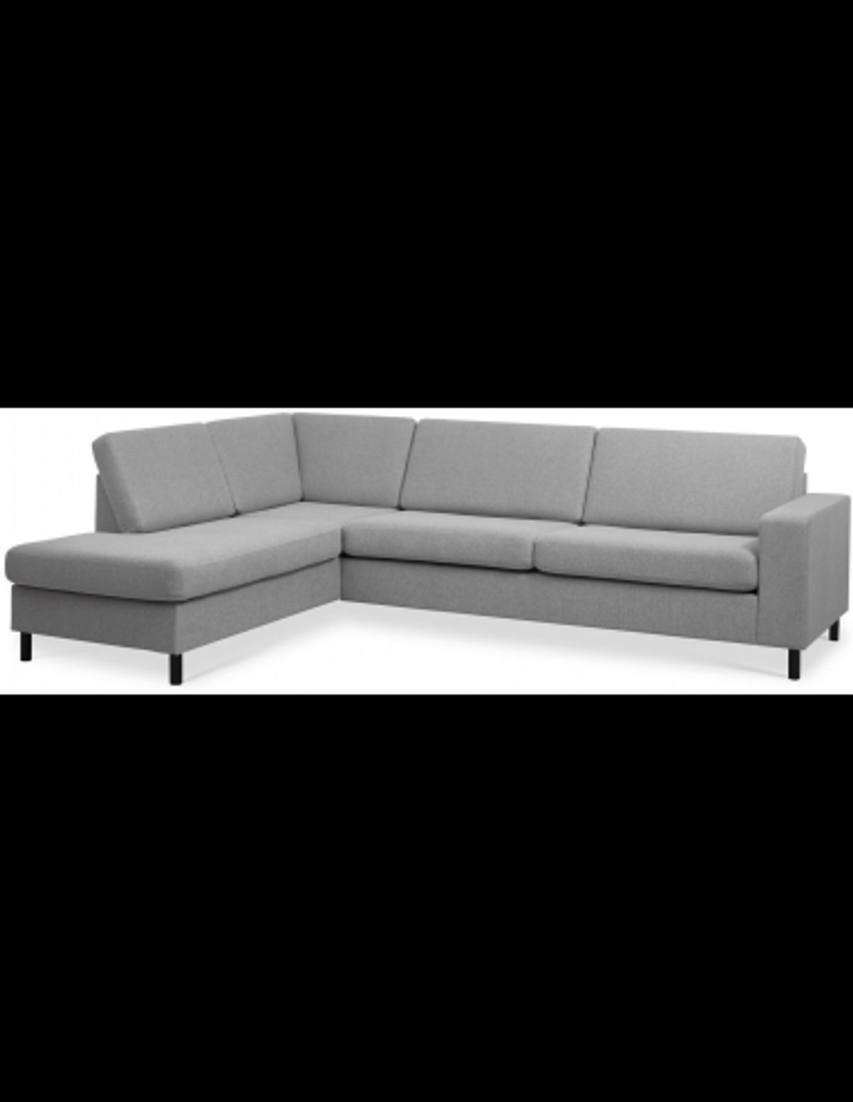 Panset venstrevendt chaiselongsofa i polyester B279 x D197 cm - Sort/Grå