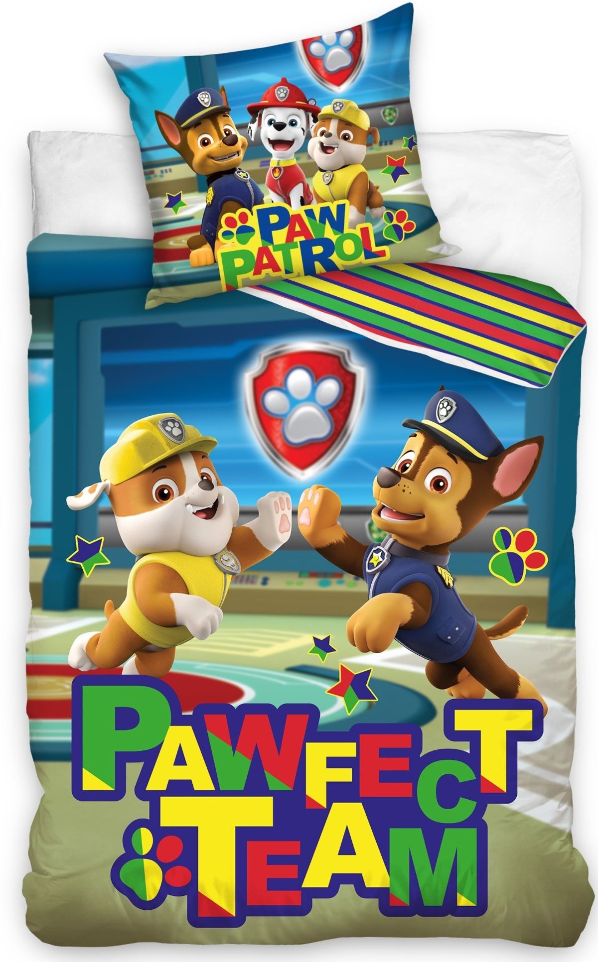 Paw Patrol ''Pawfect Team'' Sengetøj 140x200 cm - 100 procent bomuld