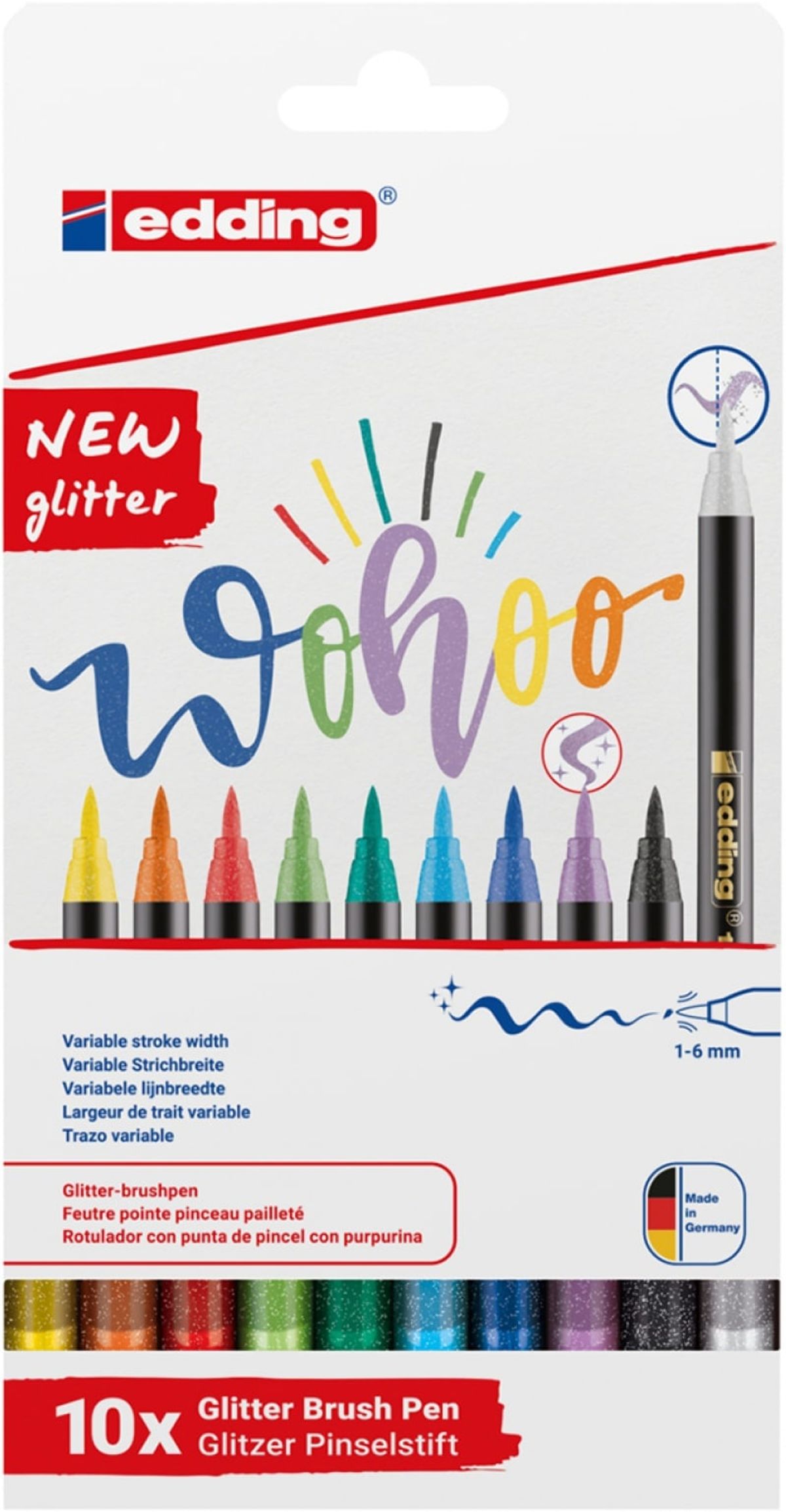 Penselspids tusch glitter farver 1-6mm.