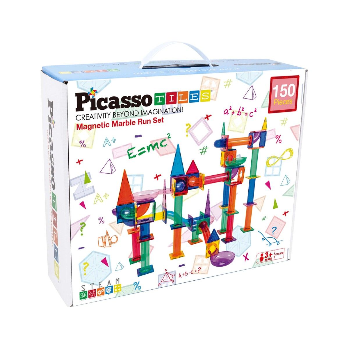 Picasso Tiles 150 Dele Magnetisk Marble Run Kuglebane - Magnetic Tiles - Legekammeraten.dk