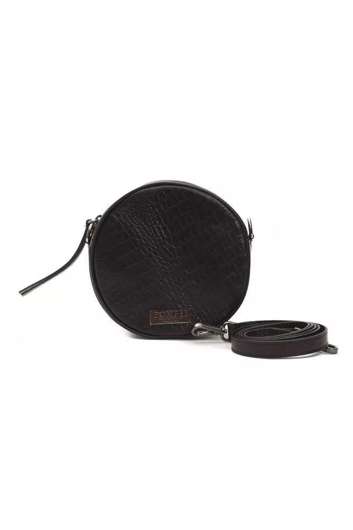 Pompei Donatella Black Leather Dame Crossbody Bag