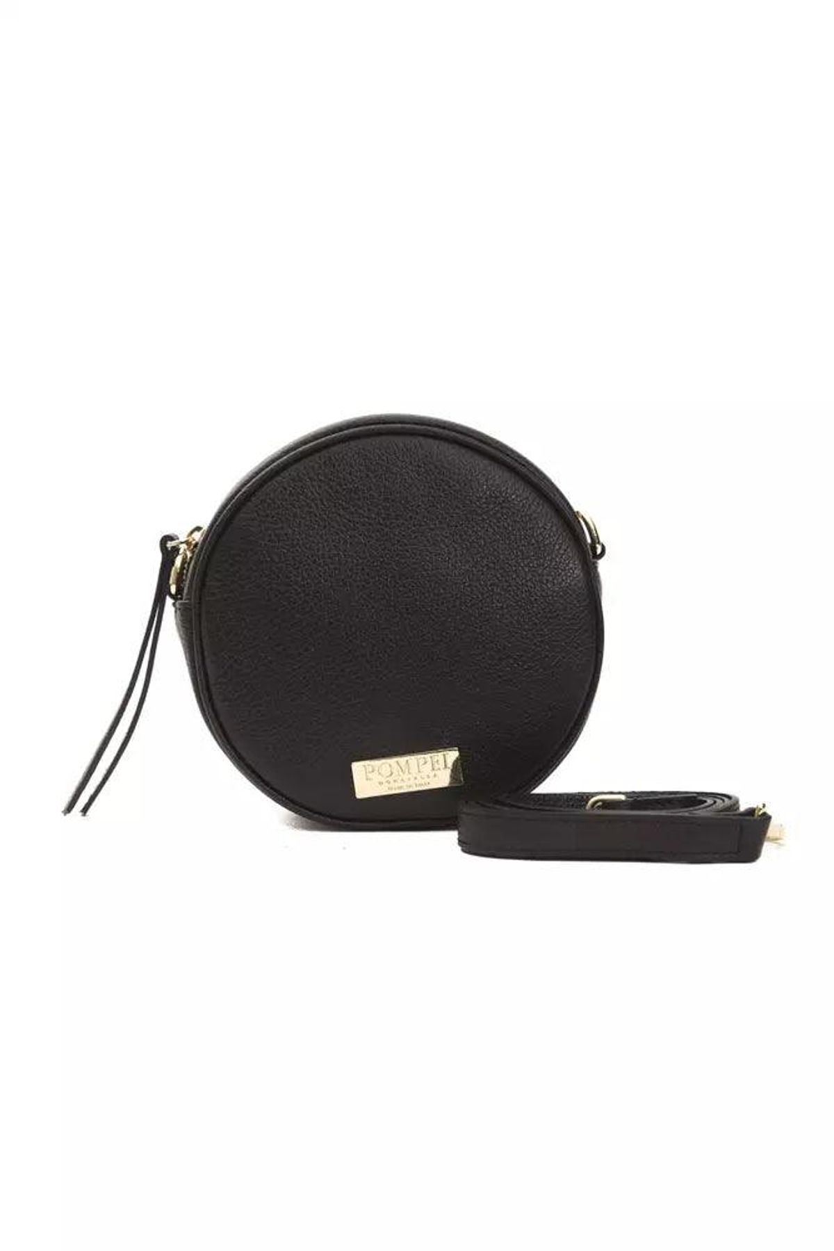 Pompei Donatella Black Leather Dame Crossbody Bag