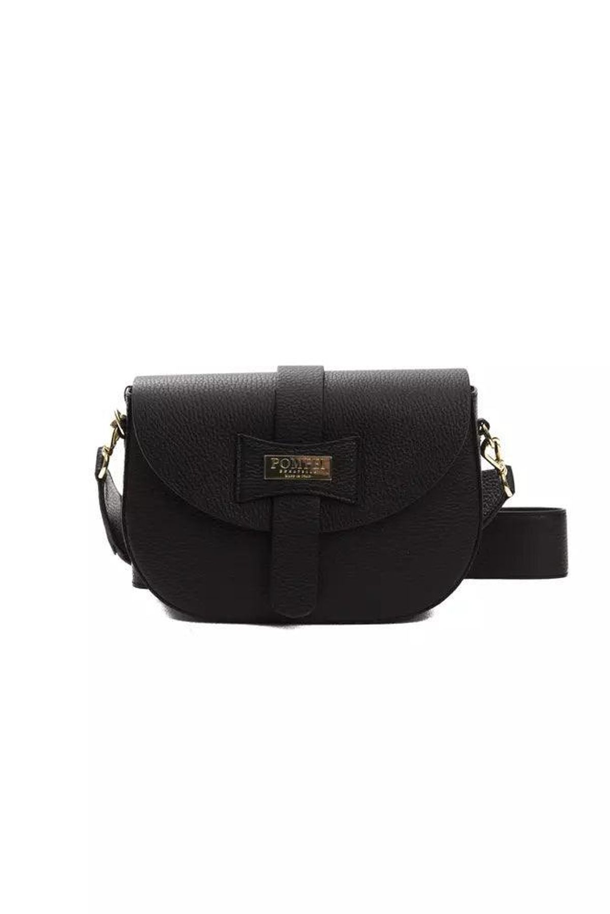 Pompei Donatella Black Leather Dame Crossbody Bag