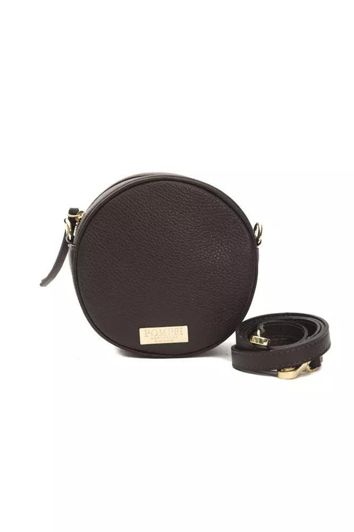 Pompei Donatella Brown Leather Dame Crossbody Bag