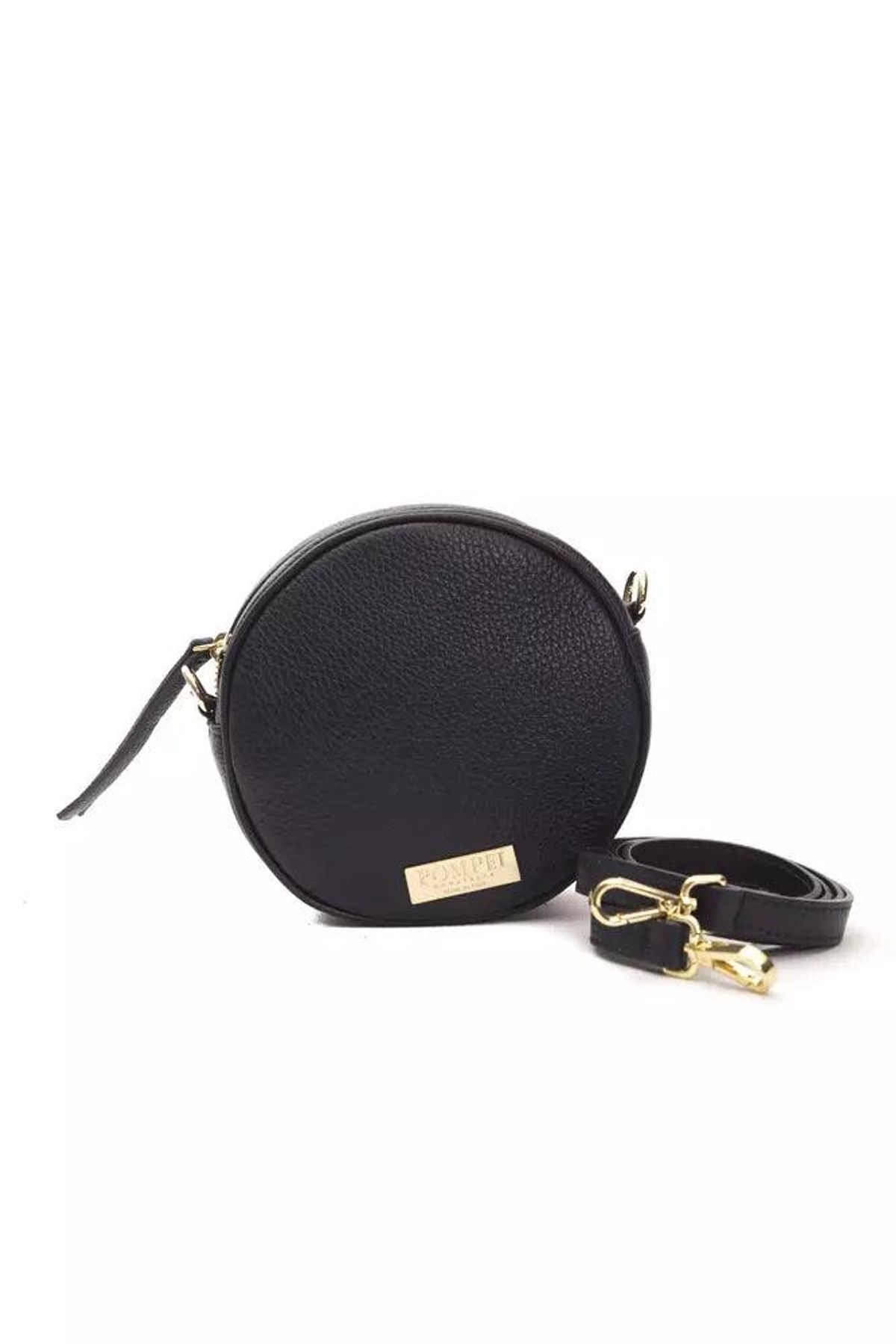 Pompei Donatella Gray Leather Dame Crossbody