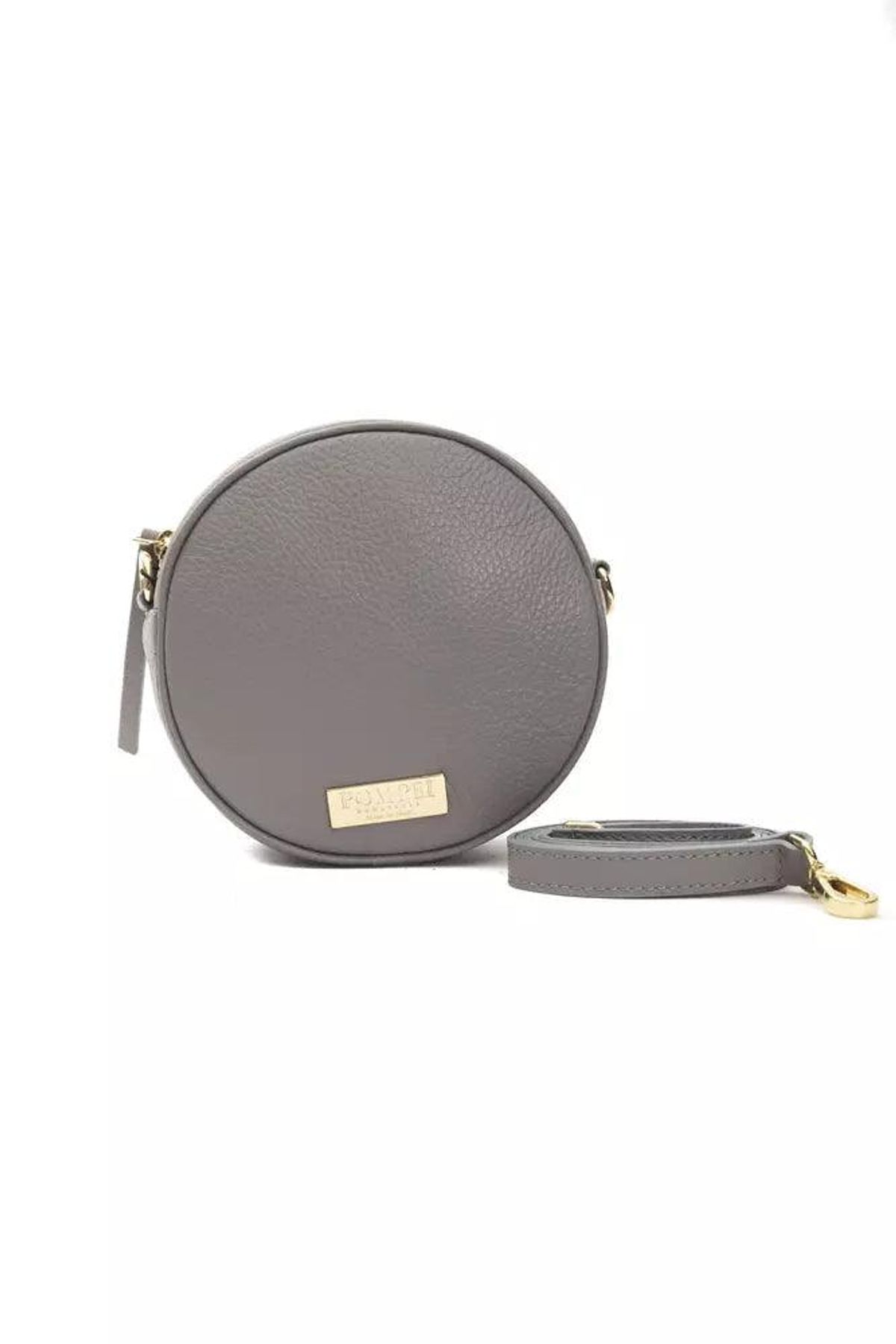 Pompei Donatella Gray Leather Dame Crossbody Bag