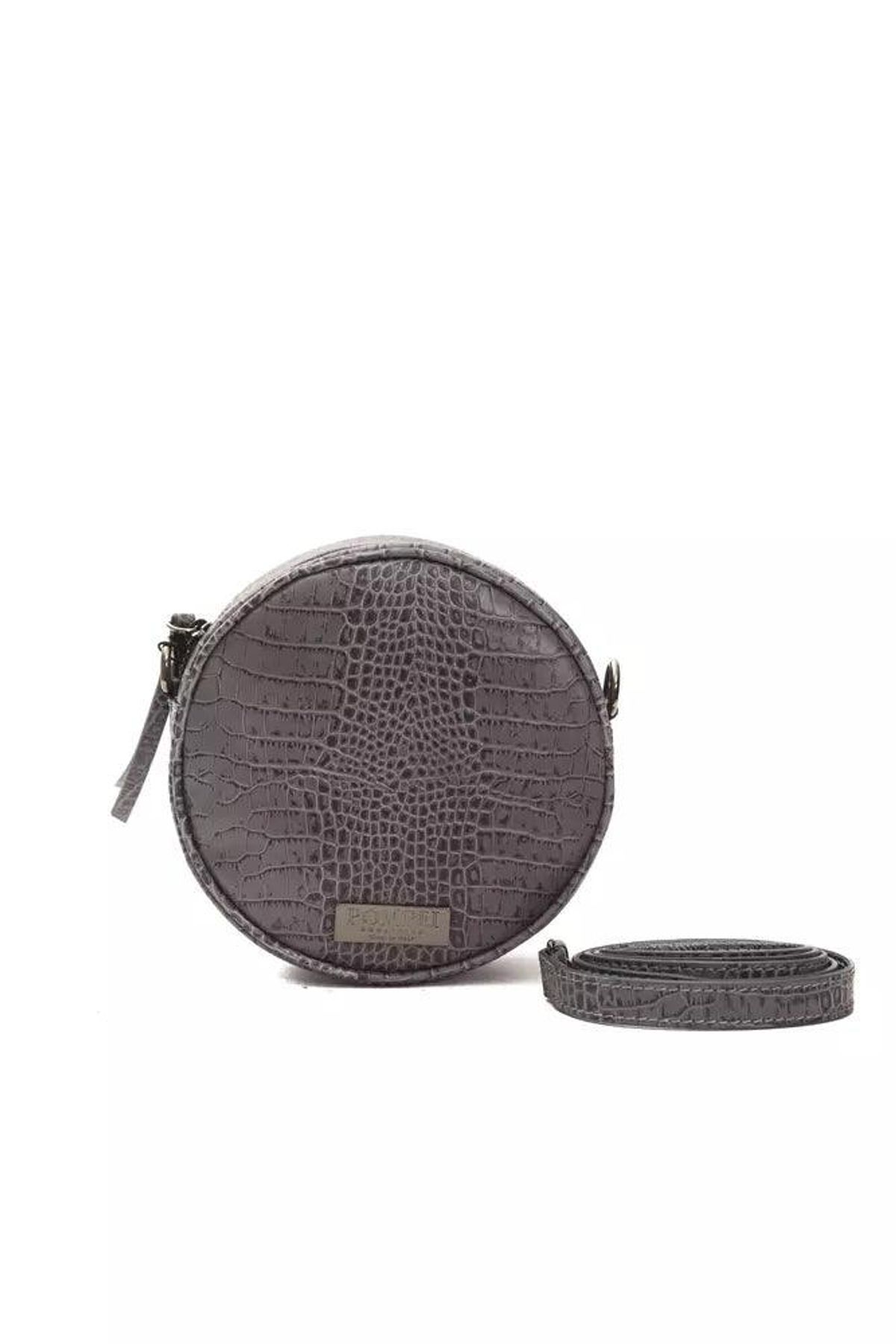 Pompei Donatella Gray Leather Dame Crossbody Bag