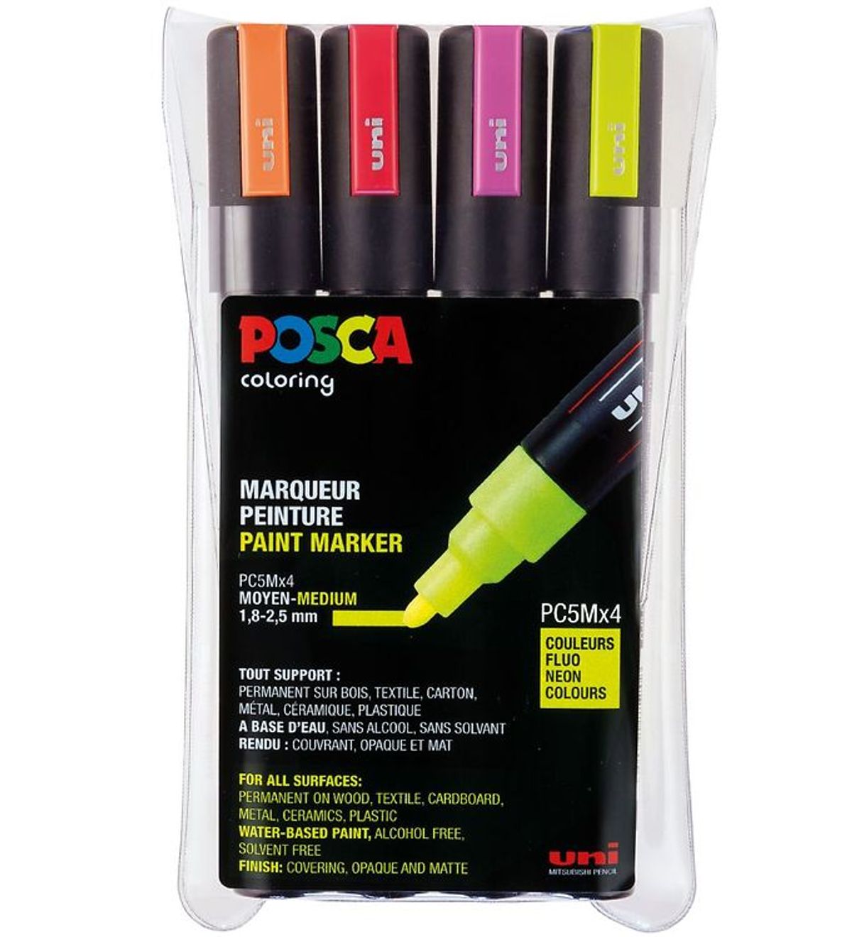 Posca Tuscher - PC-5M - 4 stk. - Neon