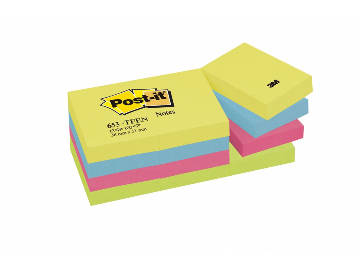 Post-it 38x51mm Neon 12 Blokke (653)