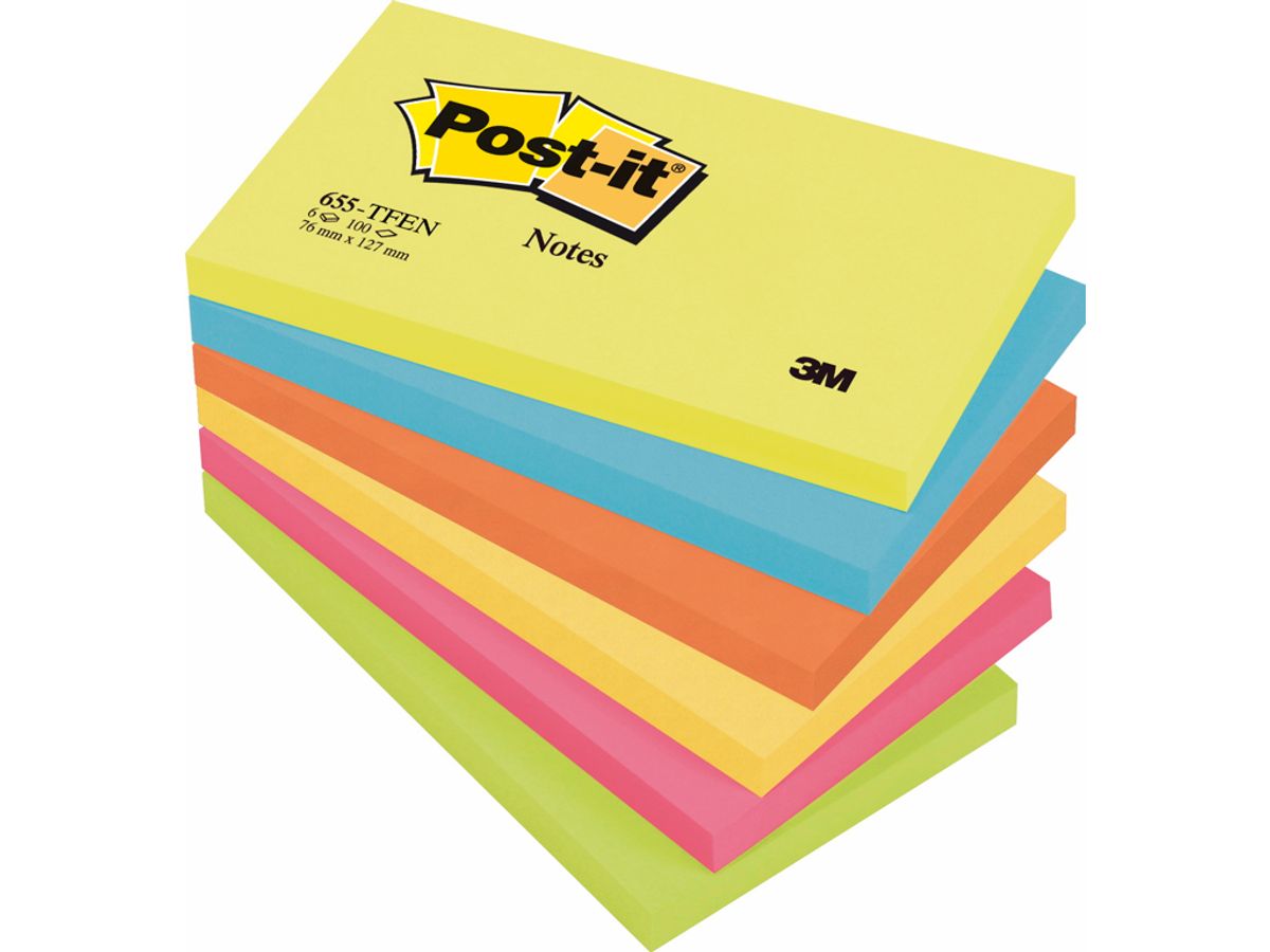 Post-it 76x127mm Neon 6 Blokke (655)