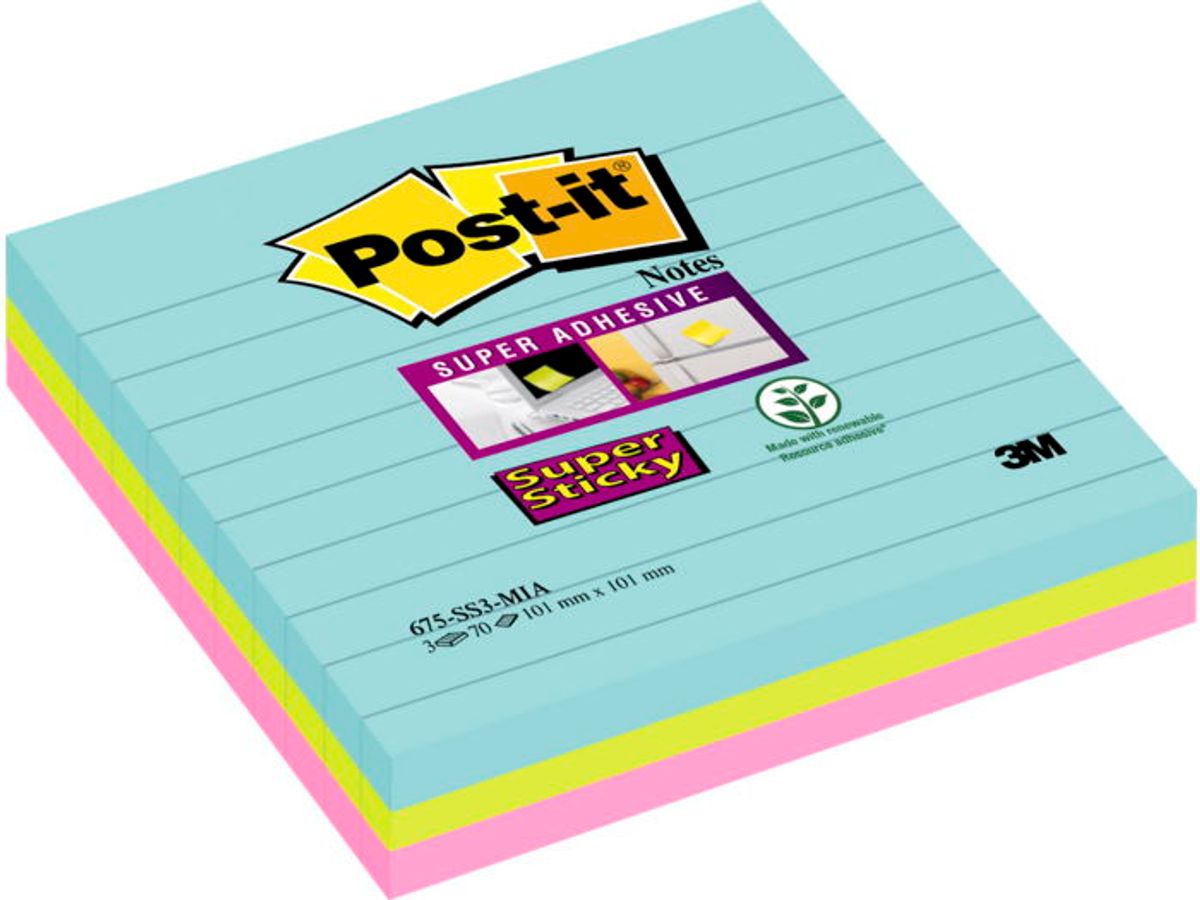 Post-it Miami notes 101 mm flerfarvet 3 blk