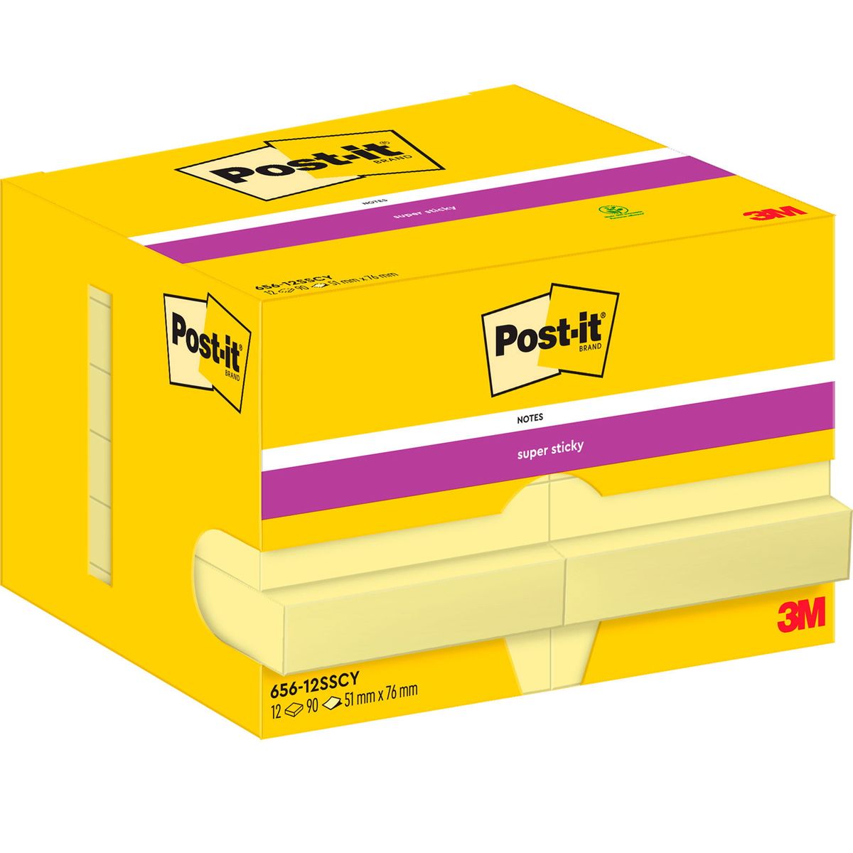 Post-it notesblok 76x50mm gul 12 blk