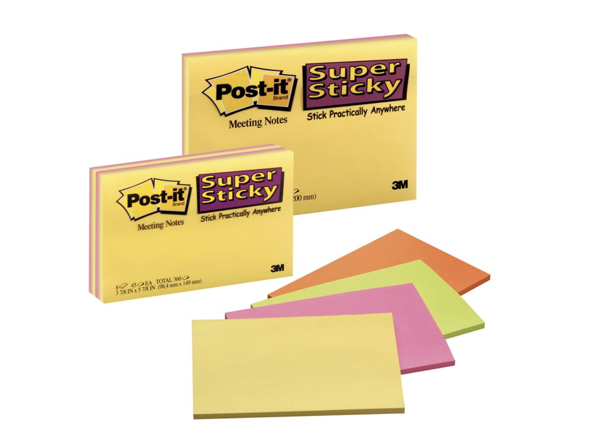 Post-it Super Sticky Mødeblok 152x101mm 4 Blokke