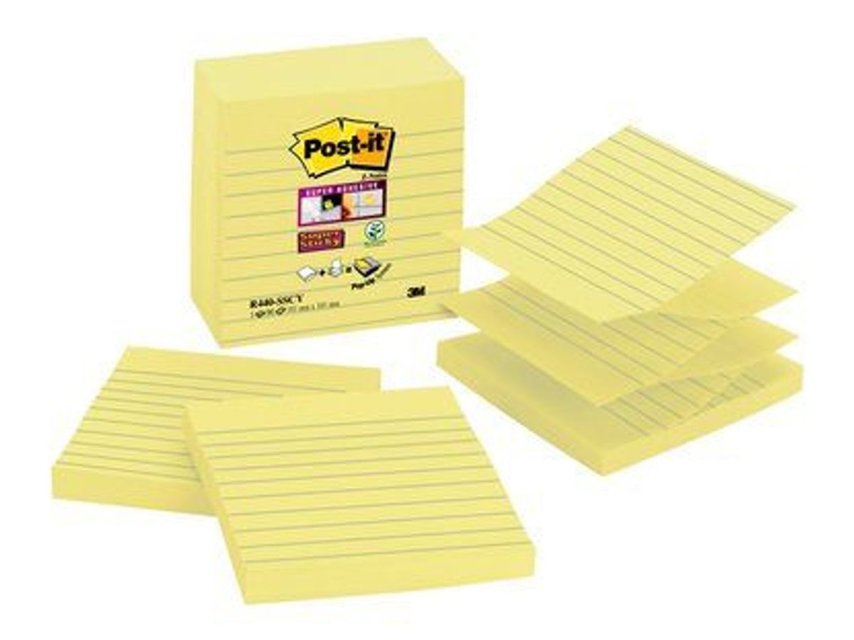 Post-it Z Super Sticky gul 101x101mm Linjeret 5 stk