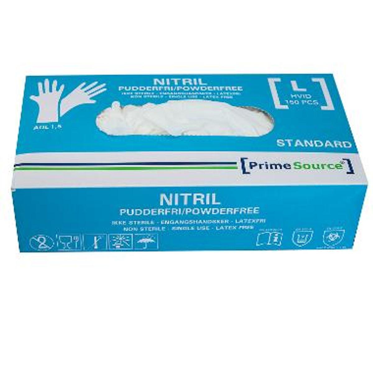 Prime Source Engangshandsker Nitril Hvid 100 stk. | Large