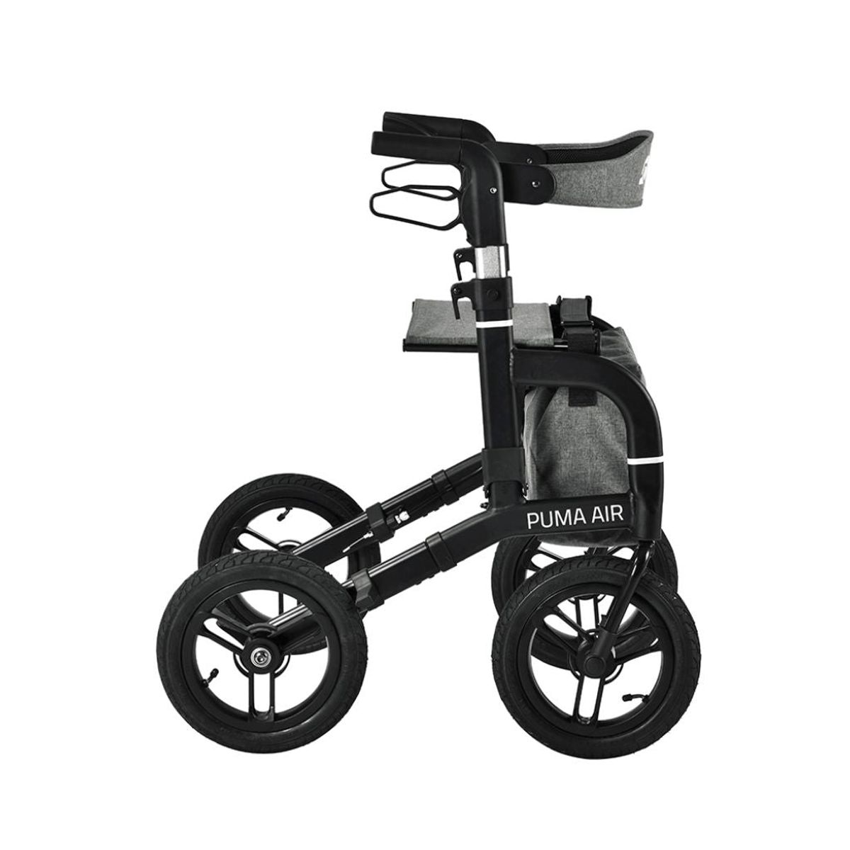 Puma Air rollator med lufthjul - sort | Mobilex - 9,78 kg, stor udstyrspakke