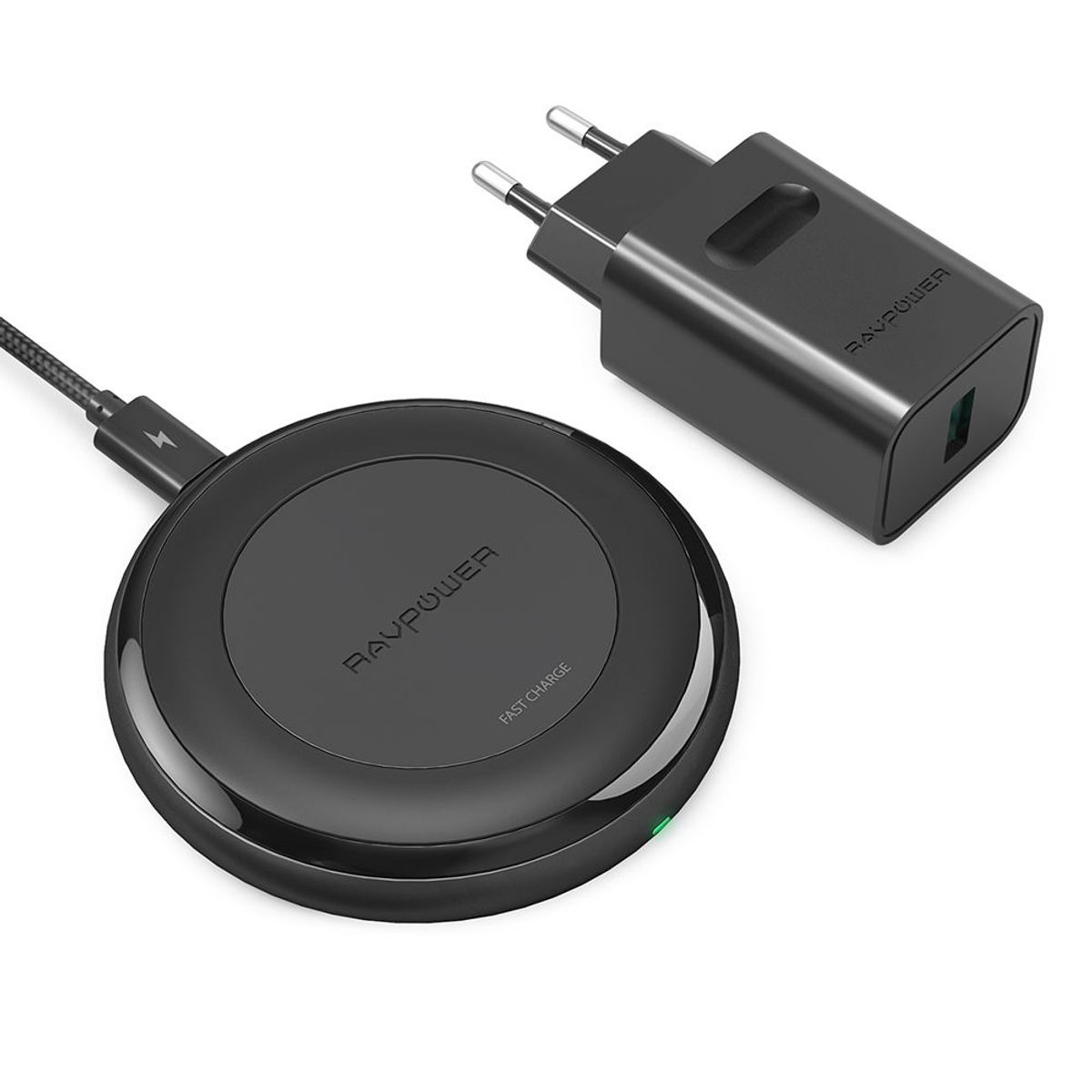 RAVPower Trådløs Qi Oplader, 10W inkl. Quick Charge 3.0, Sort