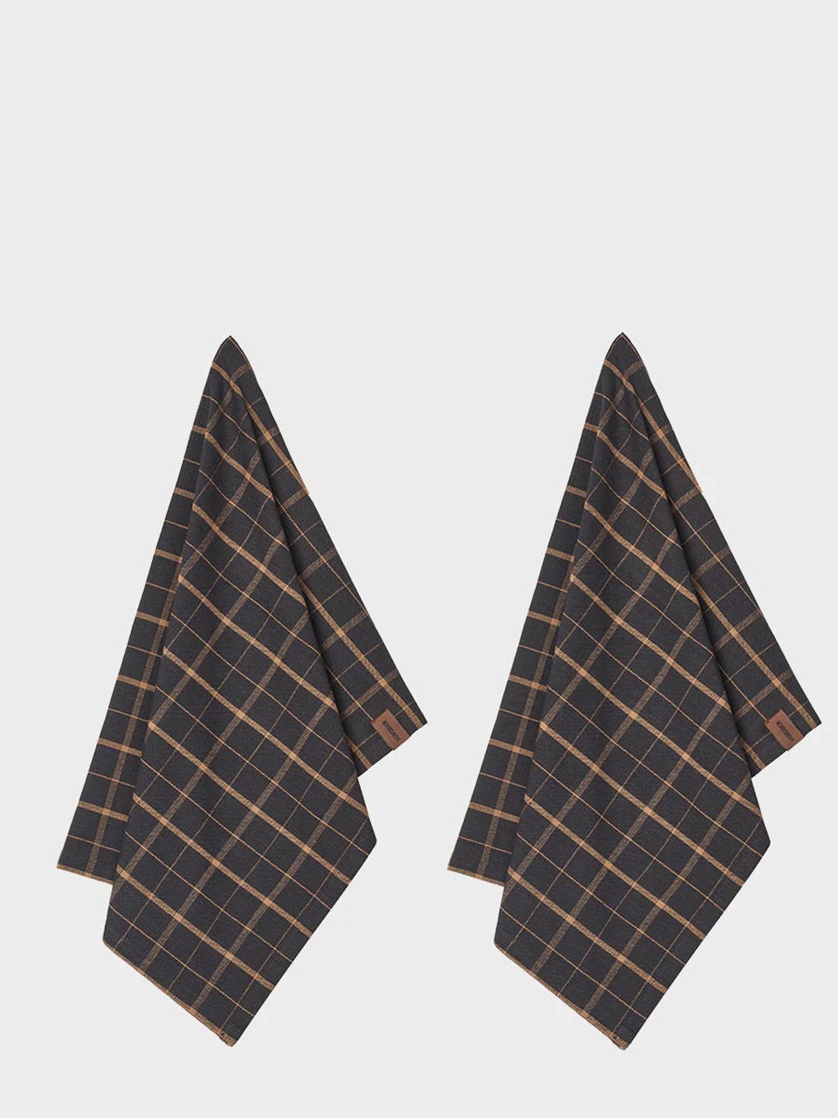 Recycled Cotton Tea Towel - 2 pack - Brown Plaid