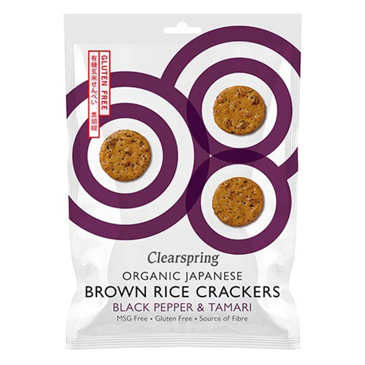 Rice Cracker Black Pepper & Tamari Økologisk - 40 gram - Clearspring