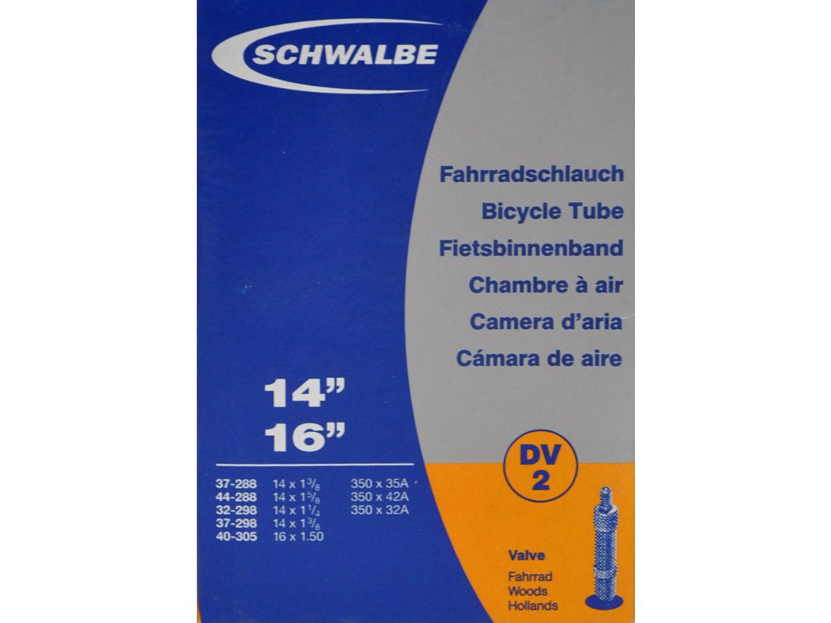 Schwalbe slange 14 x 1. 3/8 med 40mm lang Dunlop ventil DV2