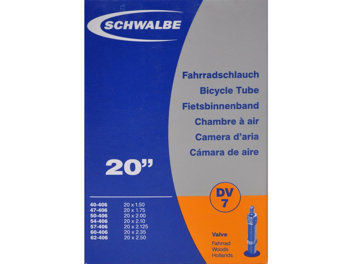 Schwalbe slange 20 x 1,50-2,50 med almindelig ventil DV7