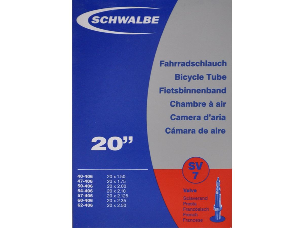 Schwalbe slange 20 x 1,50-2,50 med Racer ventil SV7