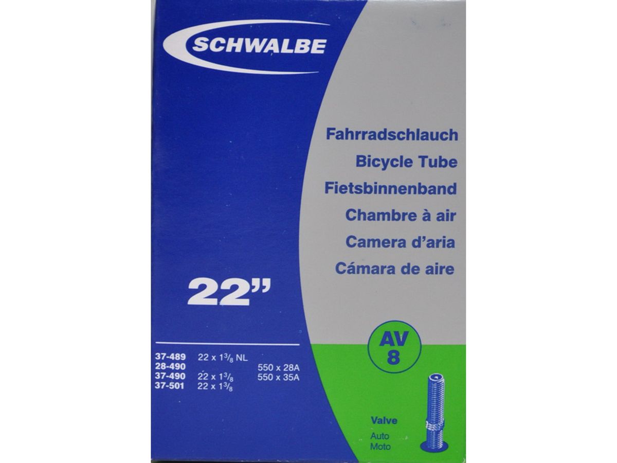 Schwalbe slange 22 x 1. 3/8 med Auto ventil AV8