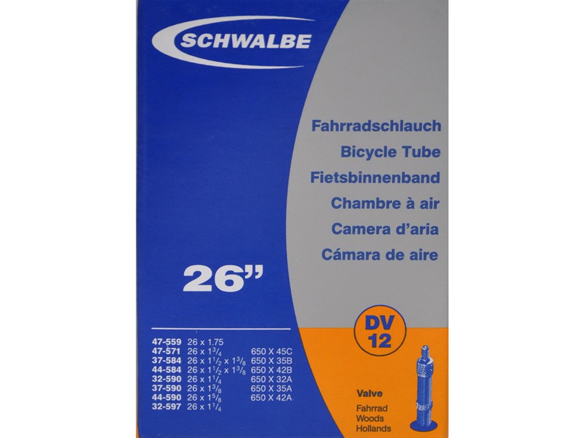 Schwalbe slange 26 x 1. 3/8 med almindelig ventil DV12