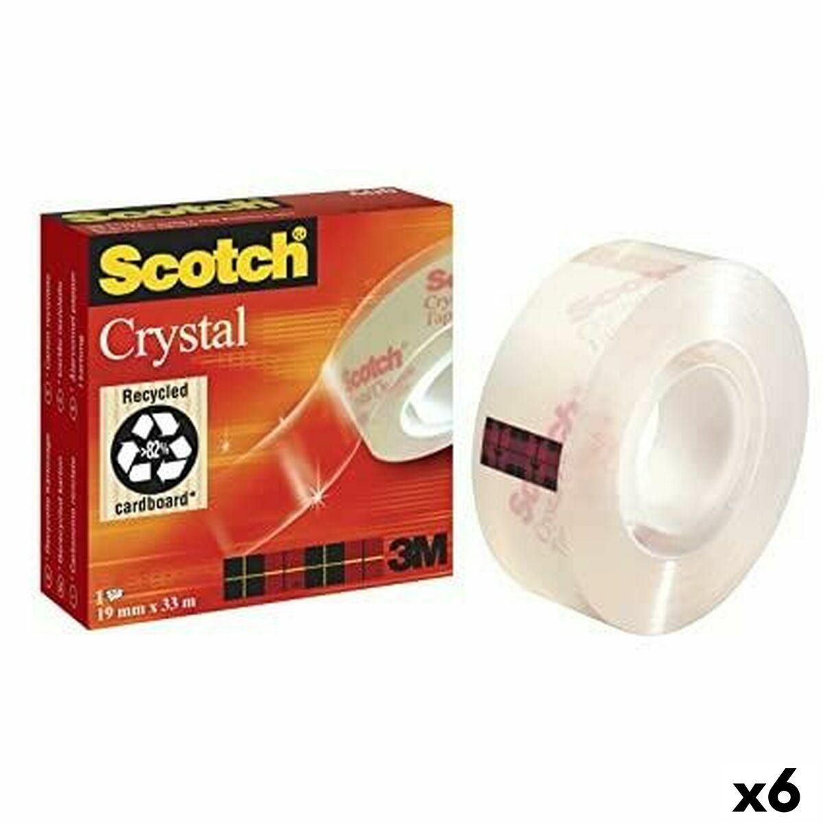 Selvklæbende bånd Scotch Crystal 19 mm x 33 m Gennemsigtig (6 enheder)