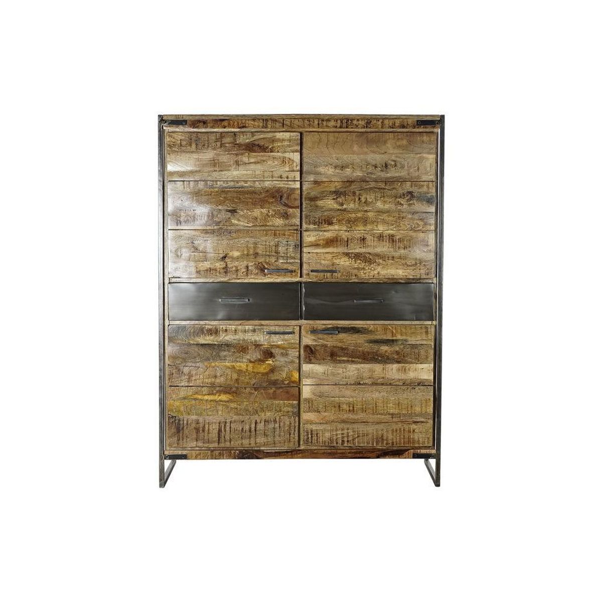 Skab 8424001857029 120 x 41 x 161 cm Natur Sort Stål Mangotræ