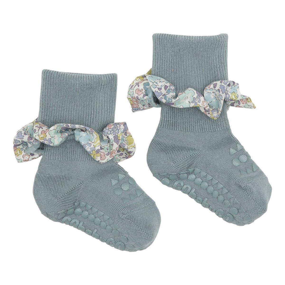 Skridsikre Strømper - Liberty - Dusty Blue / Michelle Purple - 3-4 ÅR