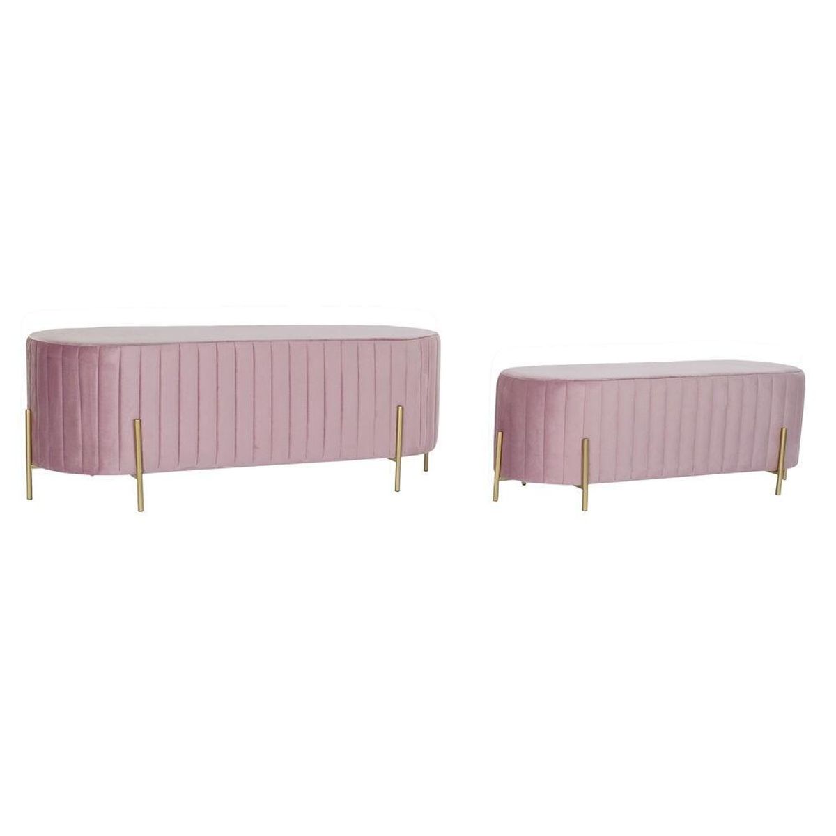 Stol Pink Gylden Metal Polyester Fløjl (123 x 50 x 45 cm)