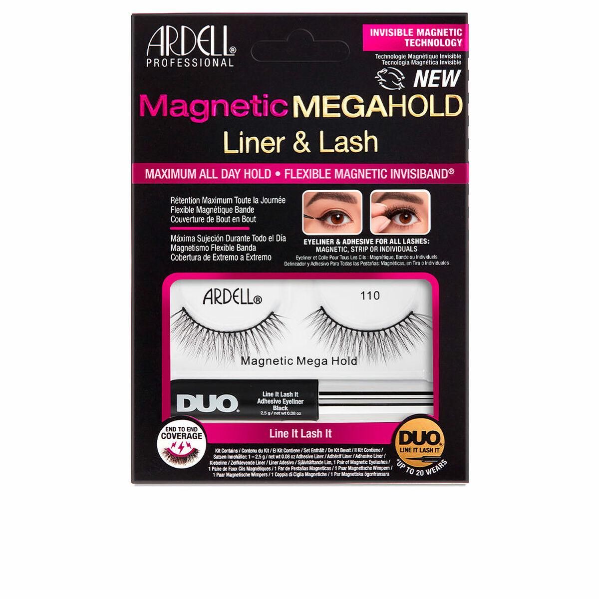 Sæt med falske øjenvipper Ardell Magnetic Megahold Liner & Lash Nº 110