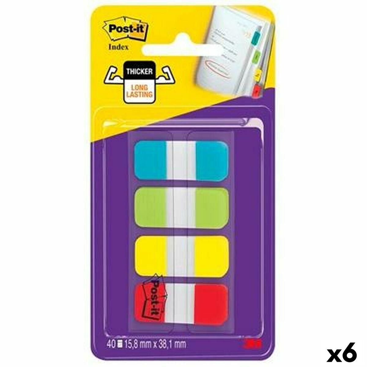 Sæt med klæberige noter Post-it Index Multifarvet 40 Ark 15,8 x 38 mm (6 enheder)