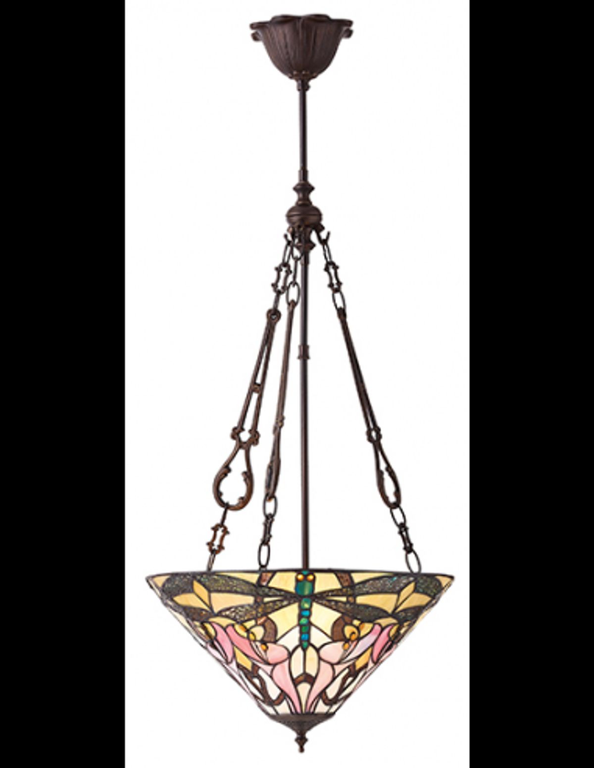 Tiffany Ashton Loftlampe i stål og glas Ø40 cm 3 x E27 - Antik bronze/Multi