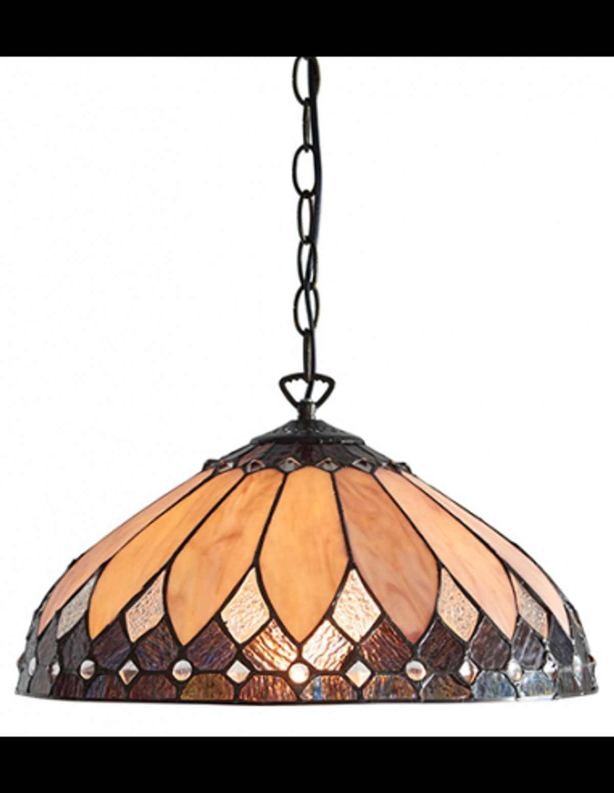 Tiffany Brooklyn Loftlampe i stål og glas Ø40 cm 1 x E27 - Antik bronze/Multi