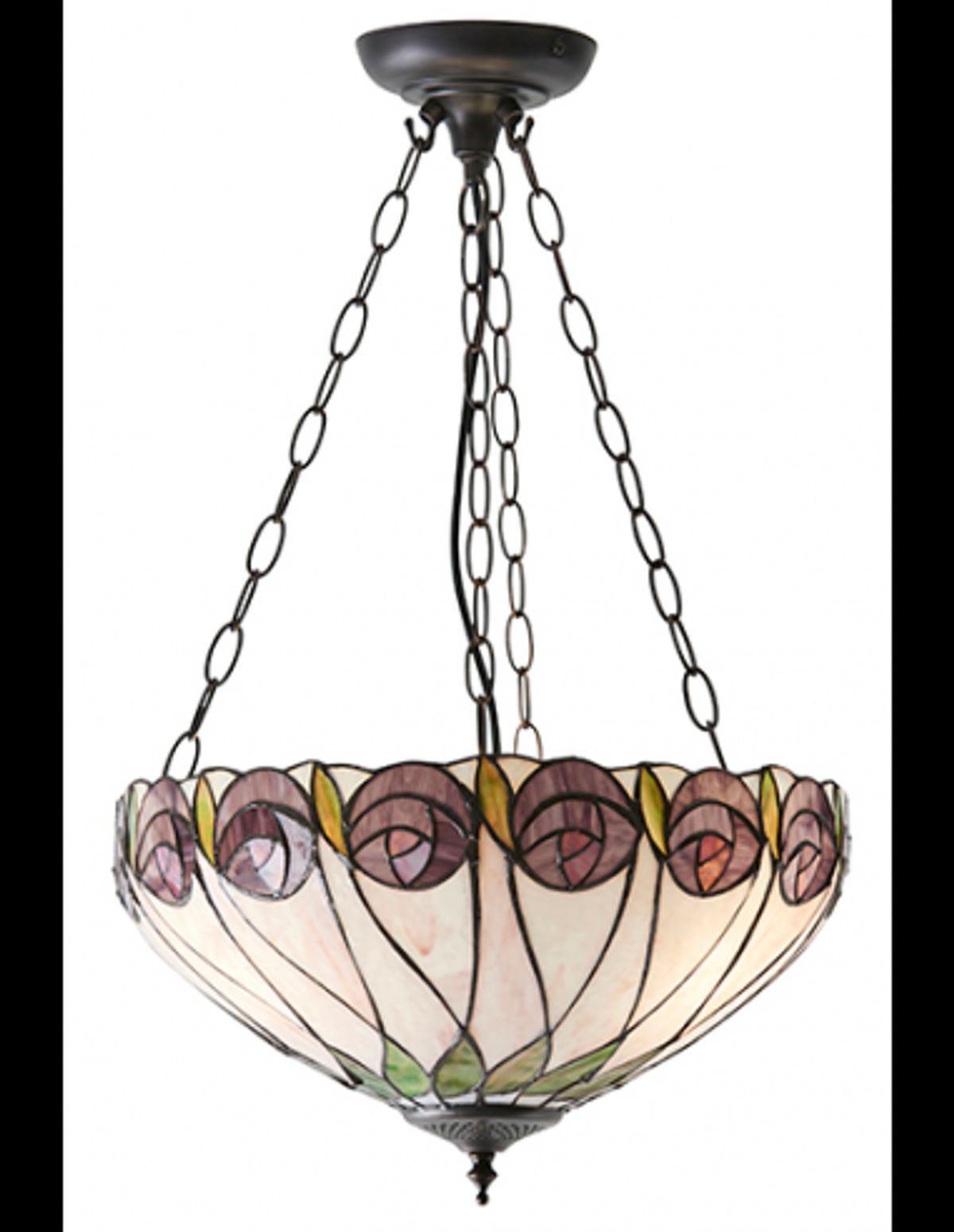 Tiffany Hutchinson Loftlampe i stål og glas Ø40 cm 3 x E27 - Antik bronze/Multi